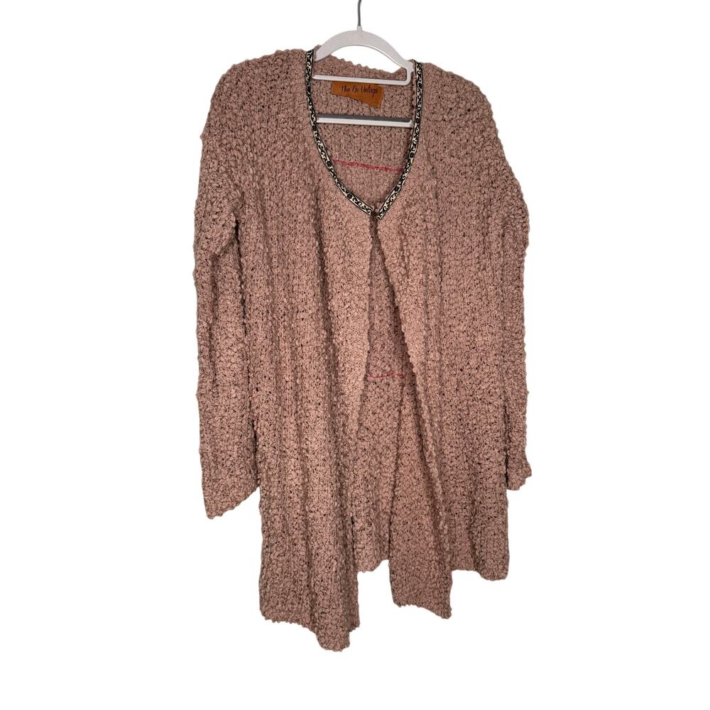 The Nu Vintage fuzzy zebra patch boho open front cardigan